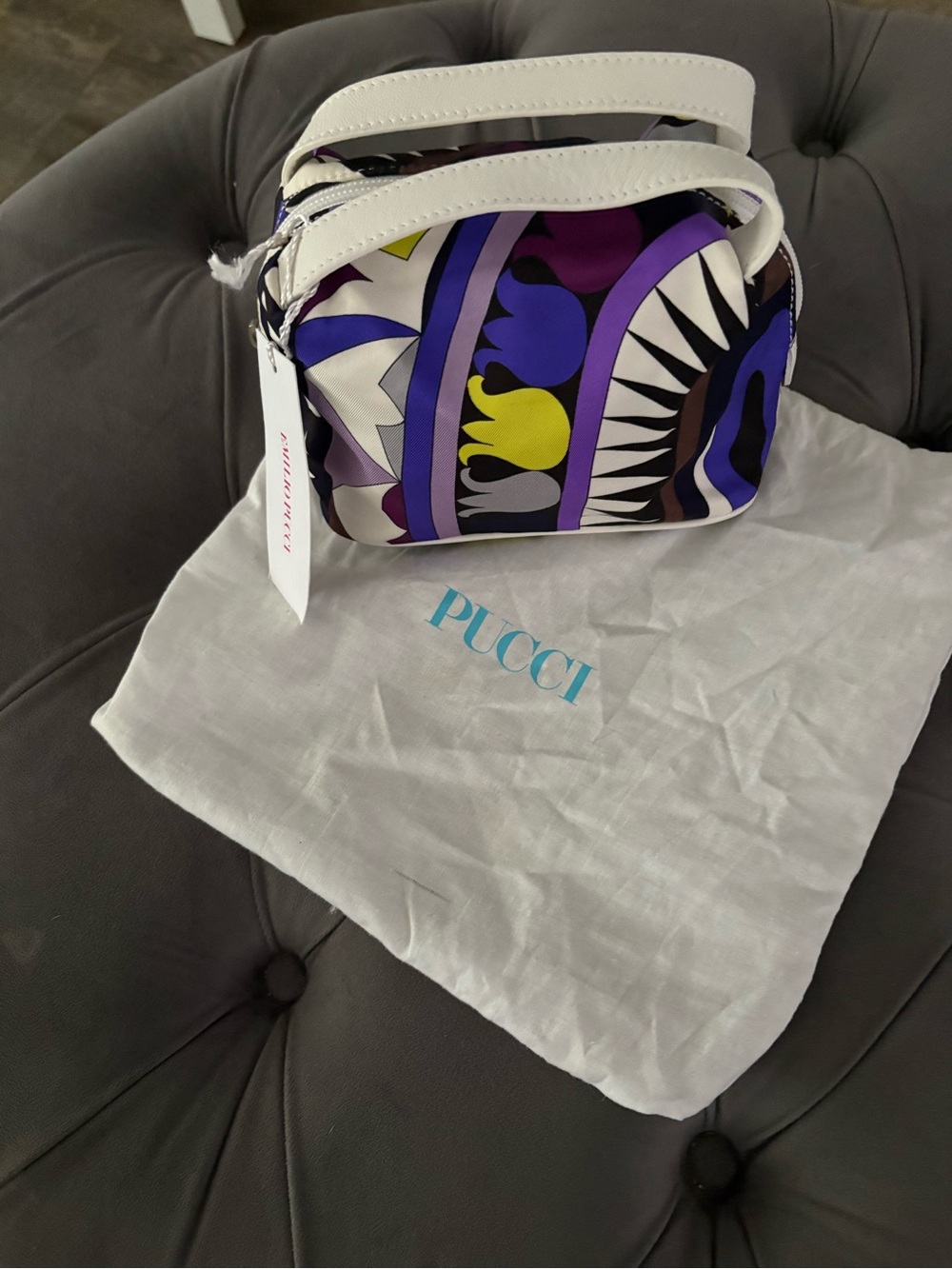 Emilio Pucci White Multicolor Silk Mini purse